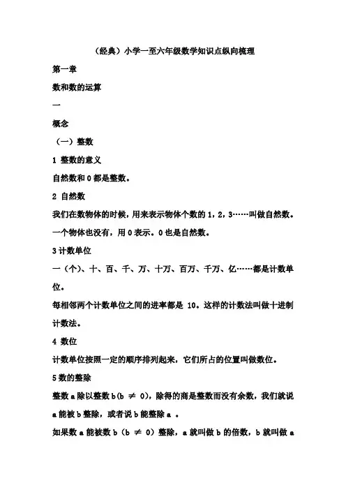 (经典)小学数学知识点归纳梳理(特全)