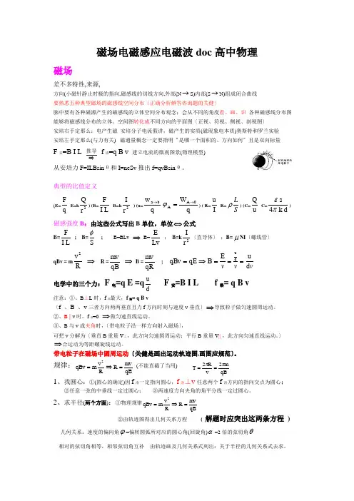 磁场电磁感应电磁波doc高中物理