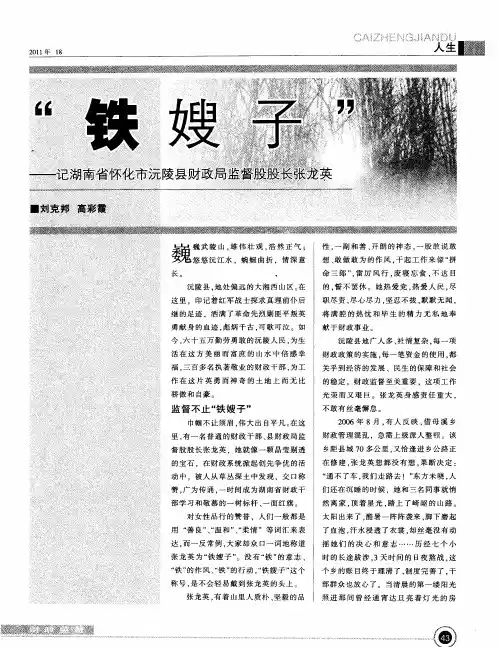 “铁嫂子”——记湖南省怀化市沅陵县财政局监督股股长张龙英