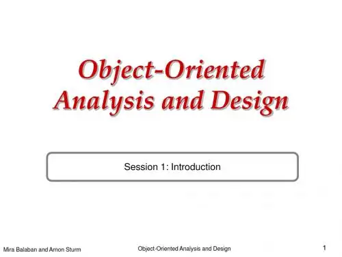 Object-Oriented Analysis and Design