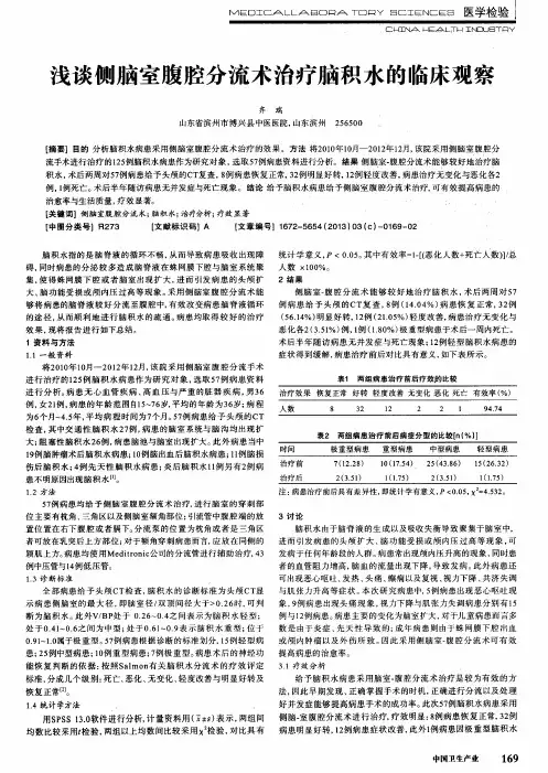 浅谈侧脑室腹腔分流术治疗脑积水的临床观察