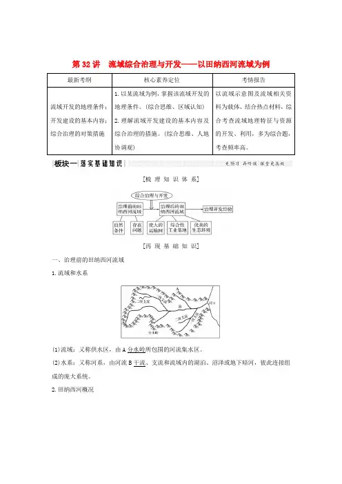 2020版高考地理一轮复习第32讲流域综合治理与开发——以田纳西河流域为例教师用书(含解析)湘教版