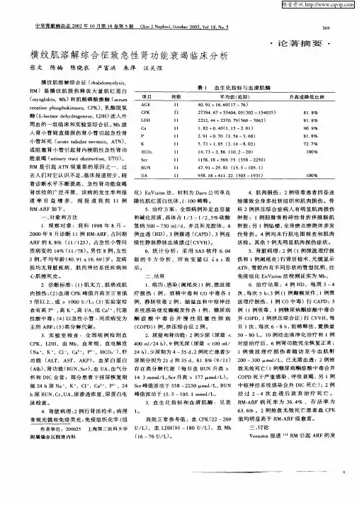 横纹肌溶解综合征致急性肾功能衰竭临床分析
