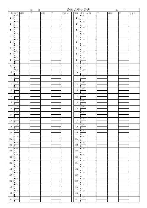 冷库温度记录表