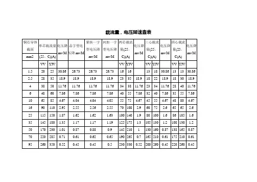 载流量速查表