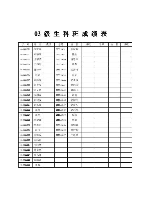 成 绩 表 - 中山大学生命科学学院