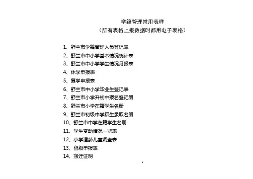 学籍管理常用表样