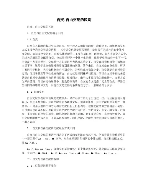 自交.自由交配的区别