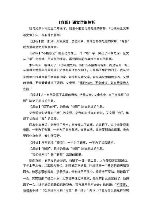 背影课文详细解析