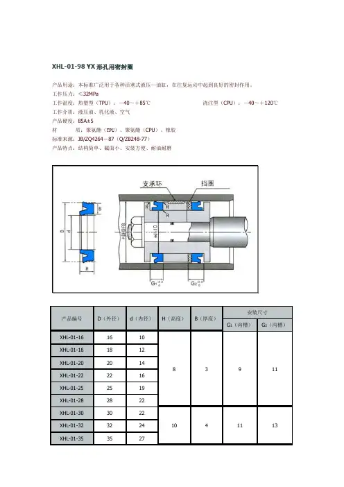 YX形密封圈标准及J形防尘圈标准