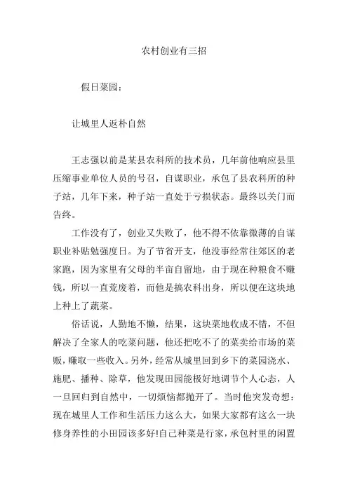 农村创业有三招