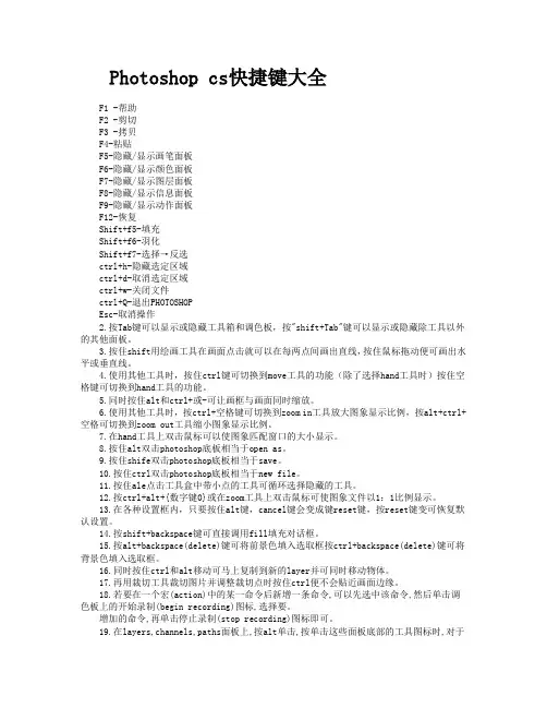 Photoshop cs快捷键大全