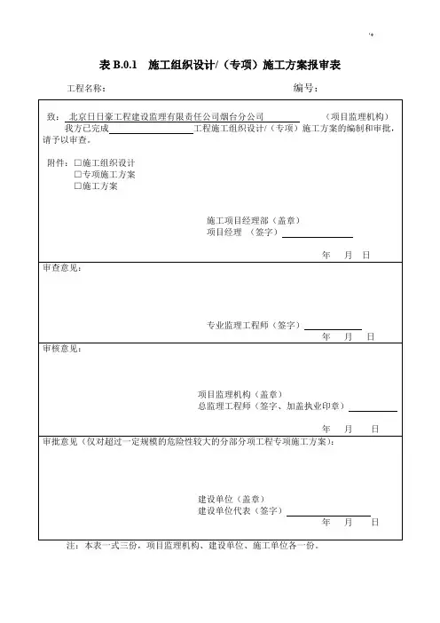 施工中普通A,B,C类表格