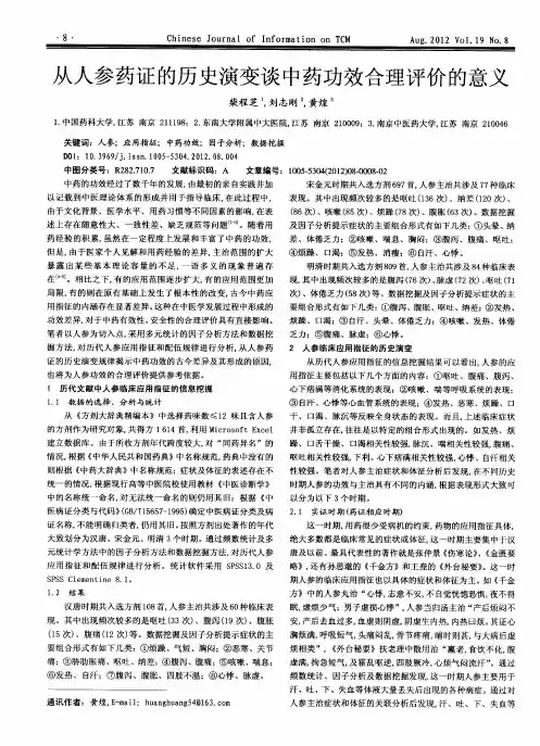 从人参药证的历史演变谈中药功效合理评价的意义