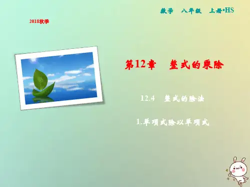 【精品推荐】2020年秋八年级数学上册第12章整式的乘除12.4整式的除法1单项式除以单项式课件新版华东师大版