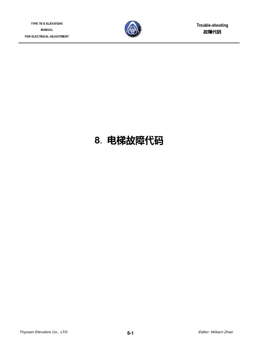 蒂森电梯TIC-3型故障码