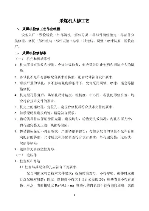 采煤机检修工艺