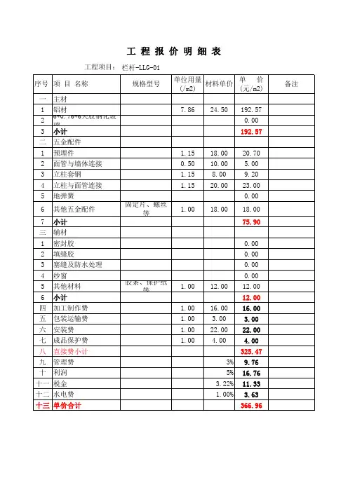 标准化铝合金栏杆报价