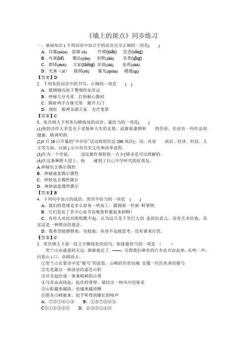 《墙上的斑点》同步练习