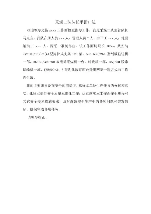 采煤二队队长手指口述