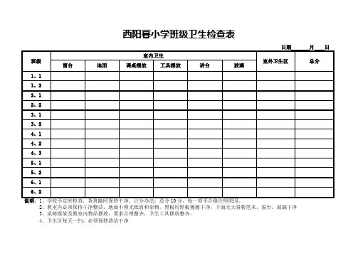 班级卫生检查表