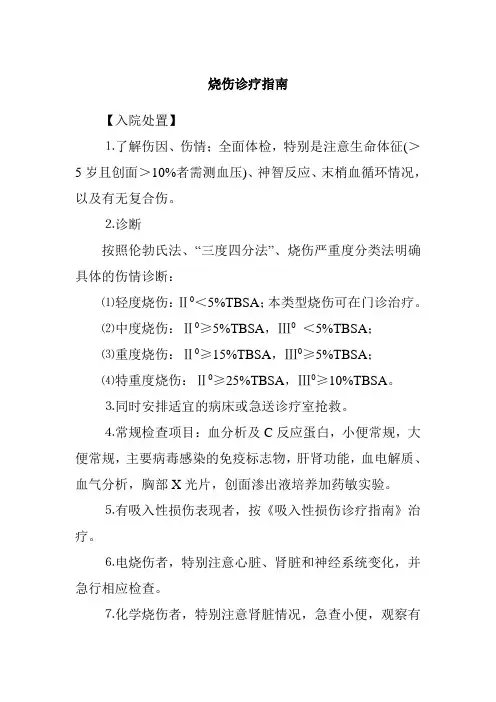 烧伤诊疗指南
