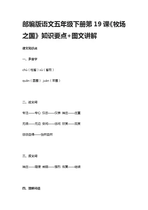 [精]部编版语文五年级下册第19课《牧场之国》知识要点+图文讲解