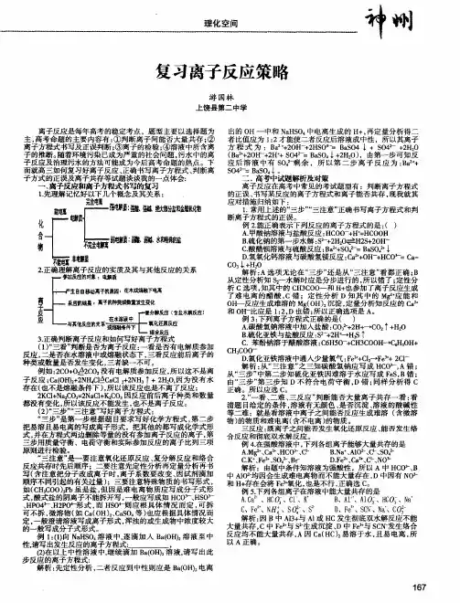 复习离子反应策略 2