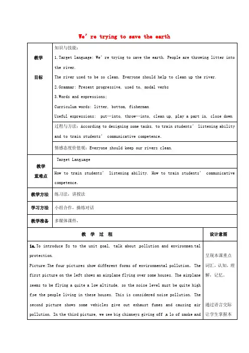 九年级英语全册 Unit 13 We’re trying to save the earth Sec
