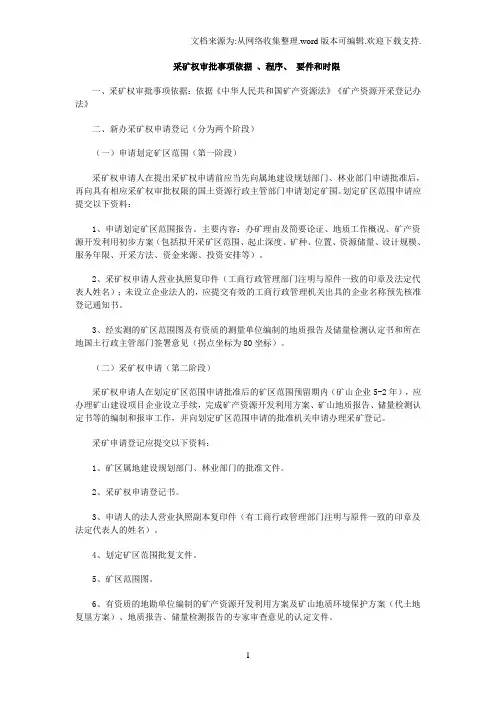 采矿权审批事依据、程序、要件和时限