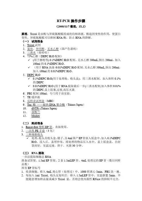 RT-PCR操作步骤