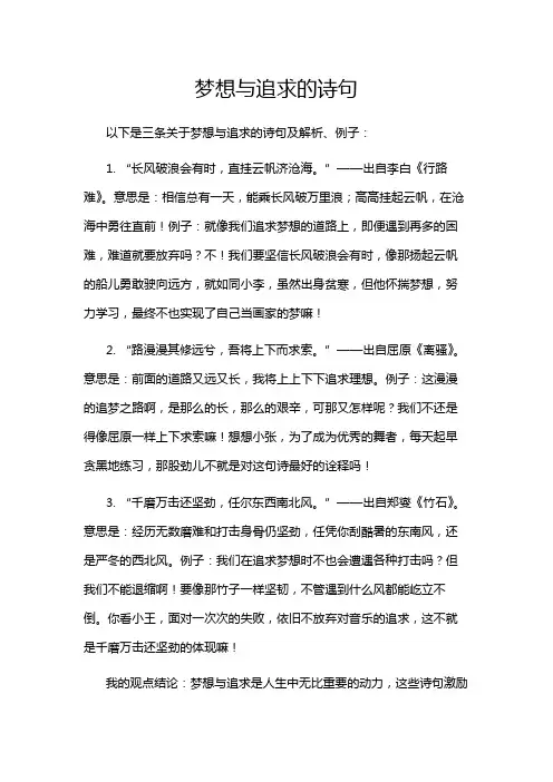梦想与追求的诗句