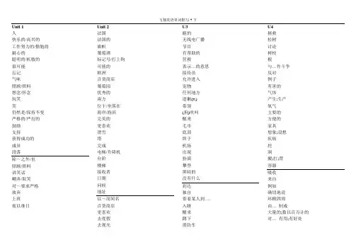 广州牛津上海版 七年级下 单词默写表