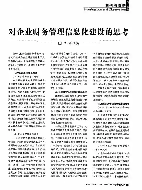 对企业财务管理信息化建设的思考