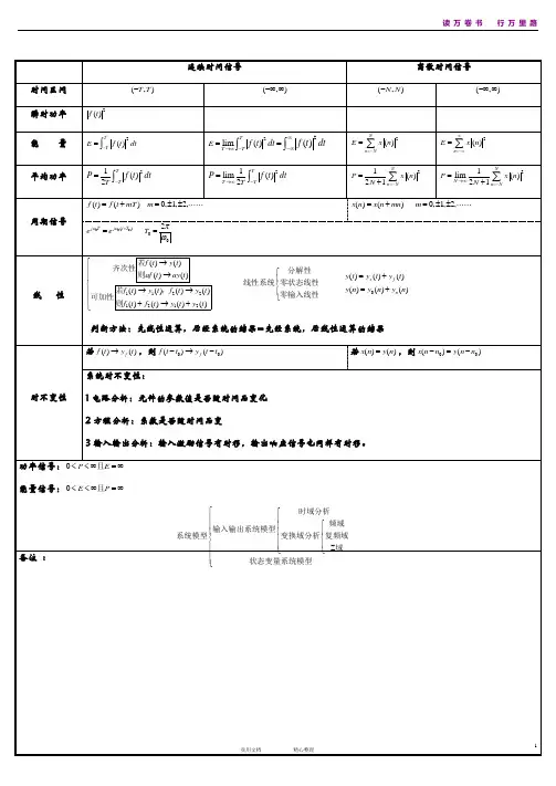 《信号与系统》总结：第一章(统编)