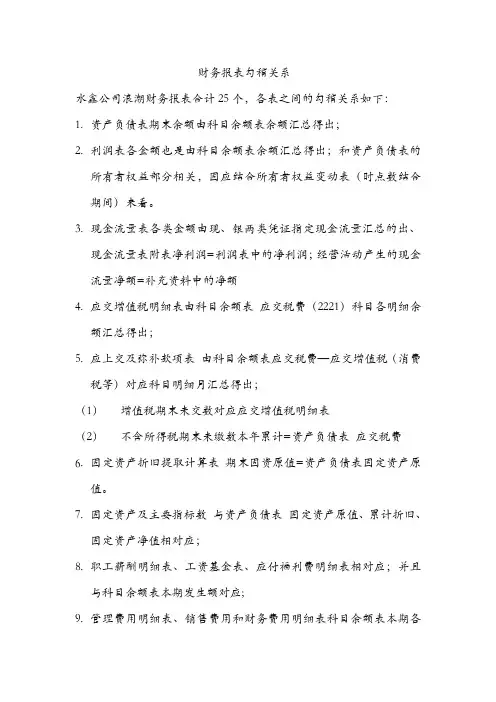 财务报表勾稽关系 2