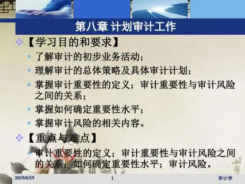 第8章计划审计工作