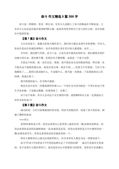 奋斗 作文精选5篇 300字