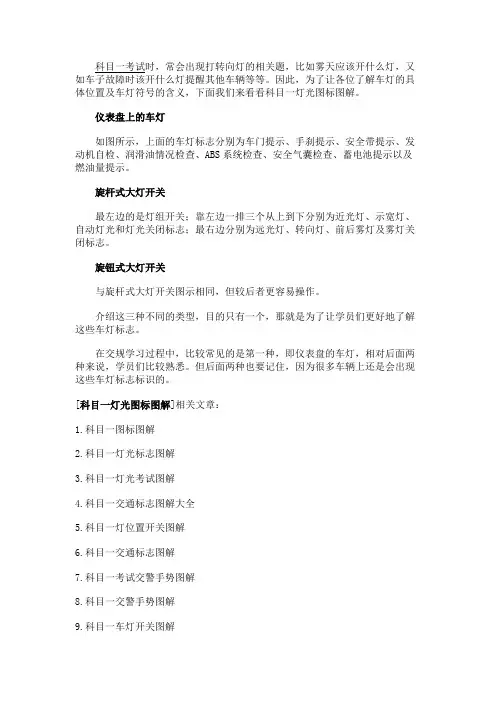 最新 科目一灯光图标图解-精品