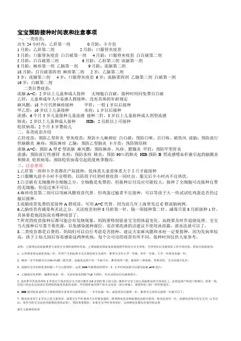疫苗接种时间表