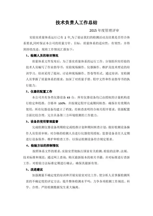 技术负责人工作总结