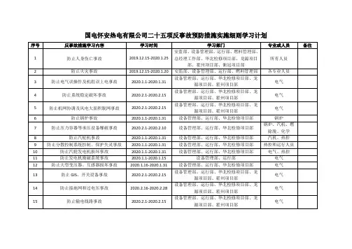 (修改后)国家能源集团电力二十五项重点反事故措施学习计划