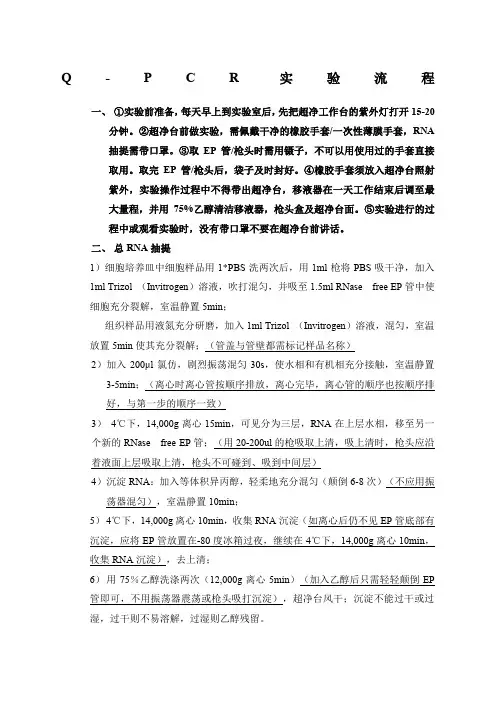 qPCR实验操作流程