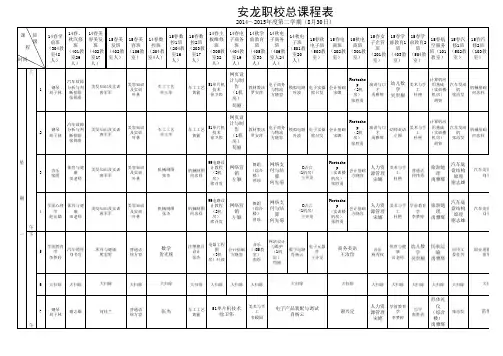 2015-2016学年度第一学期课表(8月30日)