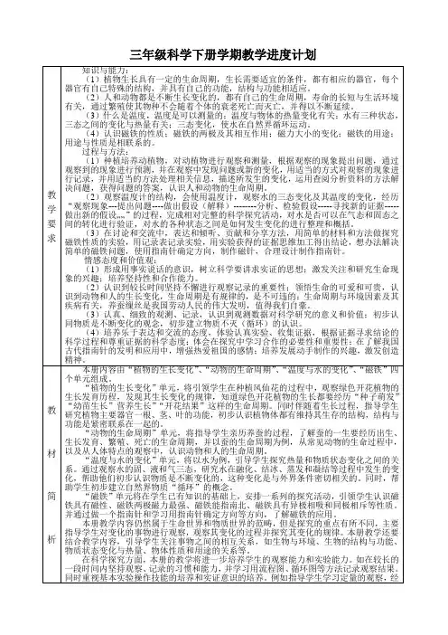 新教科版小学三年级科学下册教案 全册