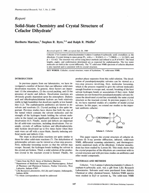 Solid-State Chemistry and Crystal Structure of Cefaclor Dihydrate