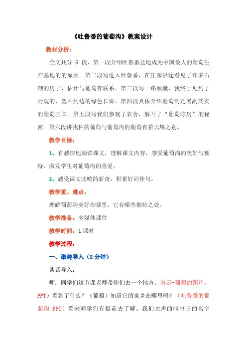 西南师大版五年级语文下册《一单元  4 吐鲁番的葡萄沟》教案_24