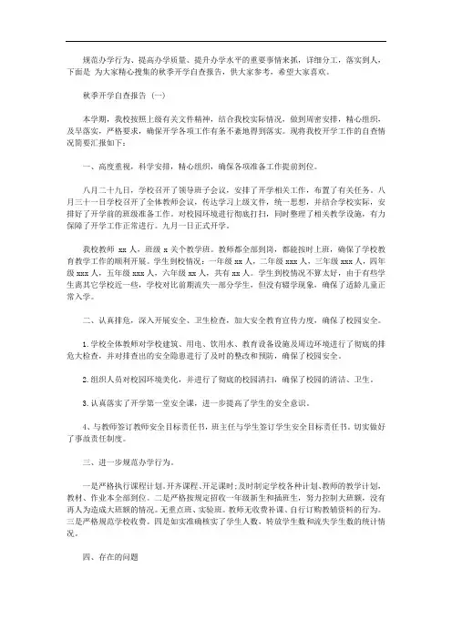 2020年开学自查报告【精品】