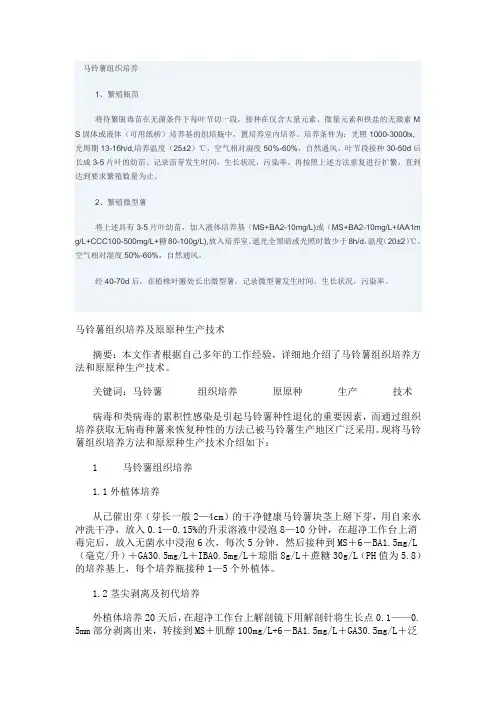 马铃薯组织培养