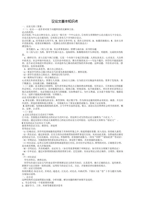 议论文必考知识点论文论点论据